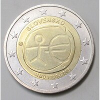 Szlovákia,2 euro 2009 - 10 éves az Európai Gazdasági és Monetáris Unió aUNC+ ötvözet