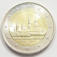 Lettország,2 euro 2014 - Riga - Európa kulturális fővárosa aUNC+ ötvözet