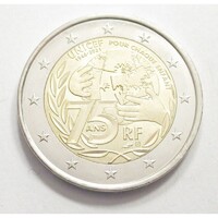 Franciaország,2 euro 2021 - Az UNICEF 75 éves fennállása aUNC+ ötvözet