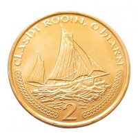 Man-sziget,2 pence 2003 AF - Millennium - Manx Lugger halászhajó aUNC+ vas