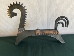 Szovjet lovas fém gyertyatartó 28 cm (F0066)