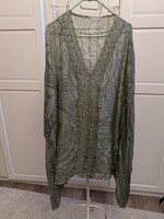 100% selyem női L-XL-es kasmír mintás nyári laza felsőrész , tunika,kimonófazonú, aszimmetrikus