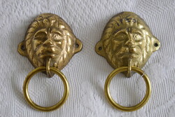 Bronz bútordísz kopogtató sárgaréz ajtó fogantyú dekoráció oroszlán majom fej minta 6,5x10 cm pár