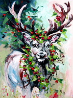 Happy deer - acrylic painting  . Boldog szarvas akril festmény