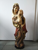 Nagy méretű (70cm) egyedi, kézzel faragott fa Szűz Mária szobor