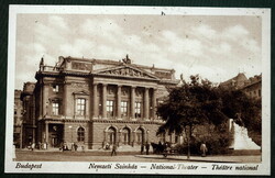 Budapest -  Nemzeti Színház -  régi fotó képeslap  ("a Blahán , a Blahán . Ott ...")