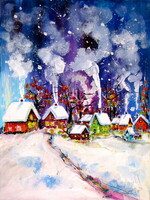 Beautiful wintertime- acrylic painting / Gyönyörű tél - . akril festmény