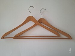Old set of 2 wooden coat hangers, retro wardrobe accessory