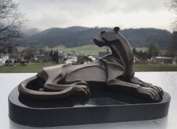 Art deco bronz leopárd szobor
