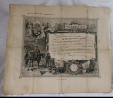 Magyar Királyi Csallóközi Népfölkelő Járásparancsnokság végelbocsátó levele kelt Pozsony 1906 1913