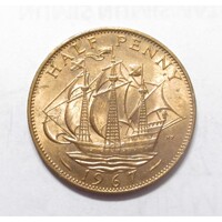 United Kingdom, Half penny 1967 UNC+ copper