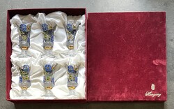 Kézzel festett és aranyozott, pálinkás- likőrös üvegpohár készlet!