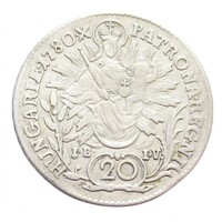 Magyarország,Mária Terézia 20 krajcár 1780 IB-IV - Nagybánya VF+ ezüst 6.68g583