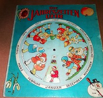 1930'S Emmy Lang - „Die Jahreszeitenuhr” (Az évszakok órája) INTERAKTÍV FEJLESZTŐ gyerek könyv NÉMET
