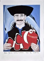 DrMáriás - Áder János bohóchallal 42 x 30 computer print, merített papír