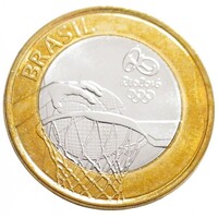 Brazília,1 real 2015 - Riói Olimpia - Kosárlabda aUNC+ ötvözet