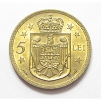 Románia,5 lei 1930 - Párizs aUNC+ ötvözet