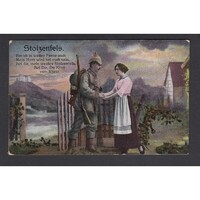 Németország,I. világháborús szerelmes képeslap 1916 - Stolzenfels kastély - Búcsú
