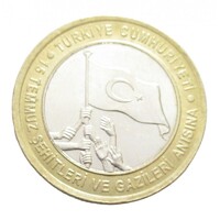 Törökország,1 lira 2016 - A július 15-ei mártírok és veteránok emlékére aUNC+ ötvözet