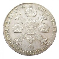 Csehország,I. Ferenc 1/4 koronatallér 1797 C - Prága EF+ ezüst 7.32g873