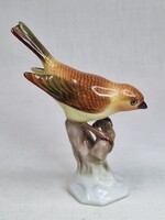 Ritka Herendi gyönyörű kézi festésű porcelán énekes madár figura hibátlan állapotban 9,5 cm. magas