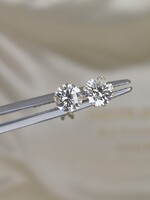 Sárga arany beszúrós-ballonos fülbevaló pár brillekkel cca 0.92 ct