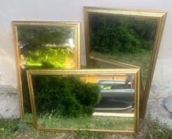 3 db. aranyozott keretű "fózolt" tükör. / Metszettszélű.