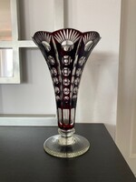 Bordón stained lead crystal footed vase - 27 cm - geometric patterns