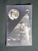 Képeslap,Osztrák Magyar haditengerészet légierő,csatahajó,katona,matróz levél,romantika,1916-