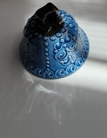 Borbás Irma kék kerámia csengettyű 6,5 cm magas