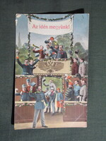 Képeslap,Osztrák Magyar hadsereg,katona,honvéd,huszár,leszerelő katona levél,1913-