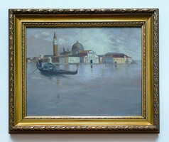 Velence, San Giorgio Maggiore templom. Antik olajfestmény.