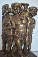 Bacchus and the Cupids, Art Nouveau Bronze Small Sculpture attributed to Gustav Gurschner