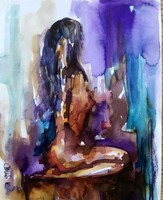 Meditáció. Érzéki akvarell festmény