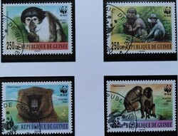 KP4 / Guinea 2000  Világ Természetvédelem - Majmok bélyegsor pecsételt