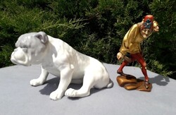 Heubach Bulldog -  porcelán kutya / Mór táncos faszobor