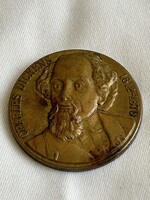 Charles Dickens 1812-1870 emlékérme 4cm patinás