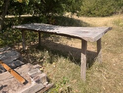Nagyméretű, különleges tömör tölgyfa szelet asztallappal hastok, disznóvágó asztal,népi parasztbútor