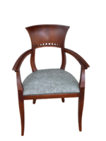 Armchair made of hardwood with new marbleized leather upholstery