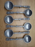 6 Dutch Pewter Wedding Spoons