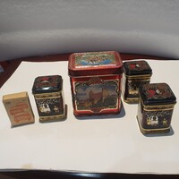 Míves retro kisméretű pléhdobozok együtt