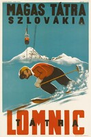 Ladislaw Stibrányi Lomnic Tátra art deco reklám plakát reprint nyomata sí síelés téli sport hó hegy