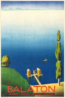 Molnár C Pál MCP Balaton art deco plakát reprint nyomat turisztikai reklám nyár tó móló stég tópart