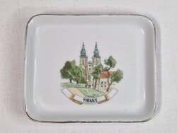 Régi Aquincumi porcelán gyűrűtartó vagy hamutál TIHANY ábrázolással szép állapotban 12 cm. átmérőjű