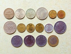Törökország 16 db Különböző Érme 1 2 5 100 1000 5000 10 000 100 0000 Líra 1970-2009