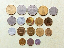Izrael 18 db Különböző Érme 1 1/2 5 10 25 Shékel Líra Shequalim Agorot