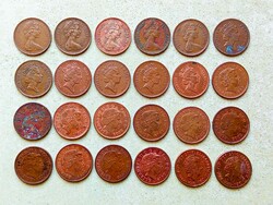 Anglia 24 db Különböző Érme 2 Pence 1971-2016
