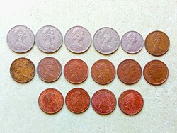 Anglia 16 db Különböző Érme 2 5 10 Pence 1968-2016