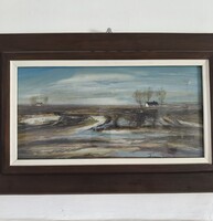 Fontos Sándor /1920. január 17. – 1991. január 21/ : Alföldi táj olajfestmény
