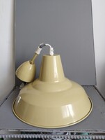 Angol vintage ipari fuggolampa - kremsarga zománc, loft / industrial stilus